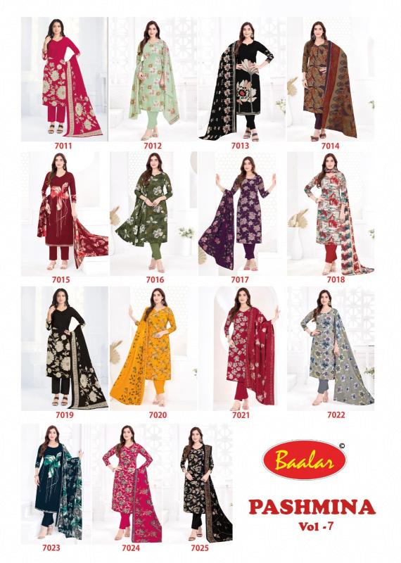 Baalar pashmina vol-7 latest dress materials wholesale